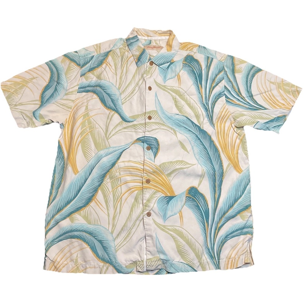 Tommy Bahama Hawaiian Shirt Men's Large Multicolor Silk Tropical Aloha Beach